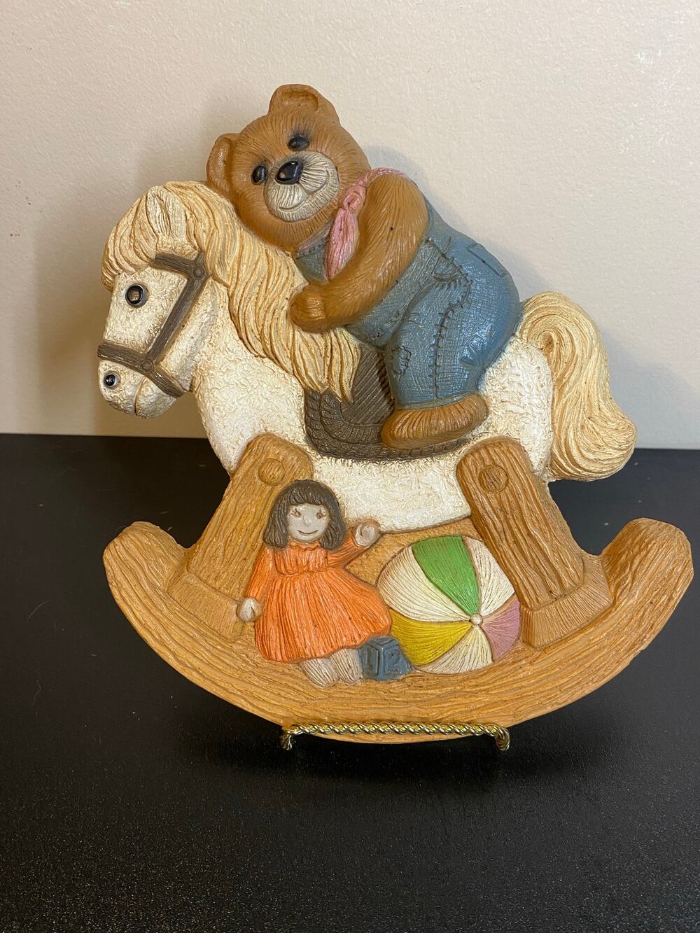 HOMCO Frankie's Designs Vintage 1980s Kids Room Bear & Rocking Horse Wall Decor